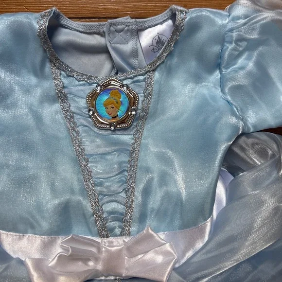 Disney Cinderella Costume Dress Kids Blue Good Puff Sleeve Cameo SIZE 12-18M - Picture 3 of 7
